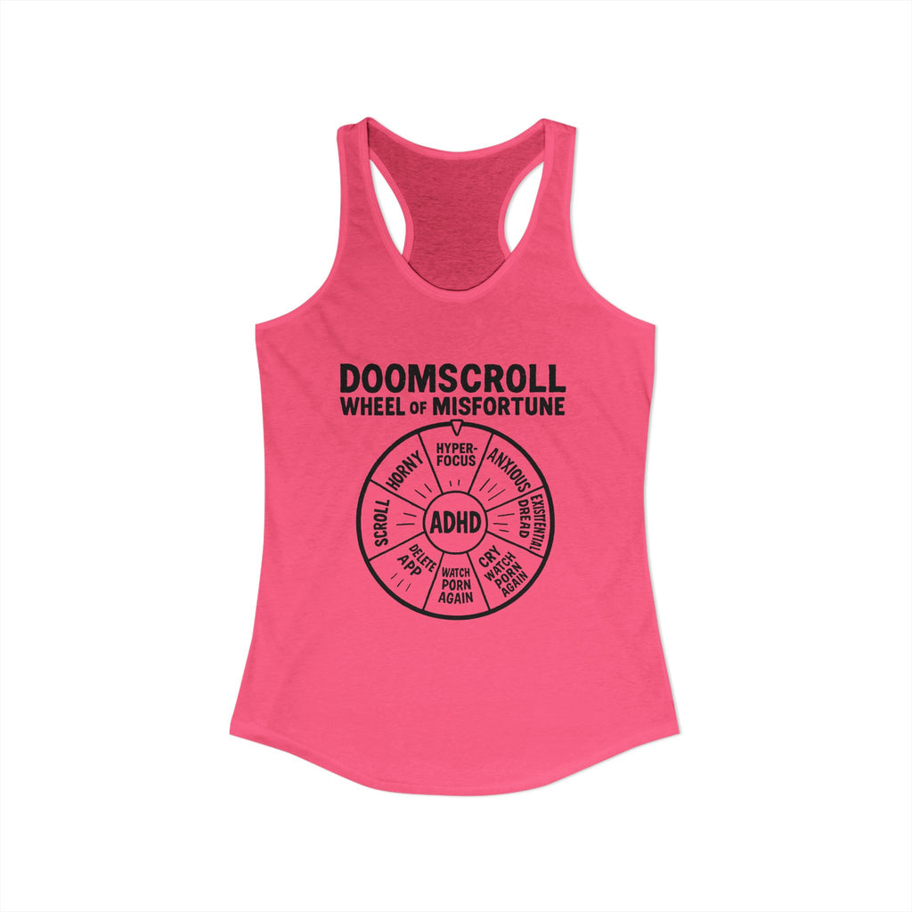 "DOOMSCROLL: Wheel of Misfortune" ADHD tank top