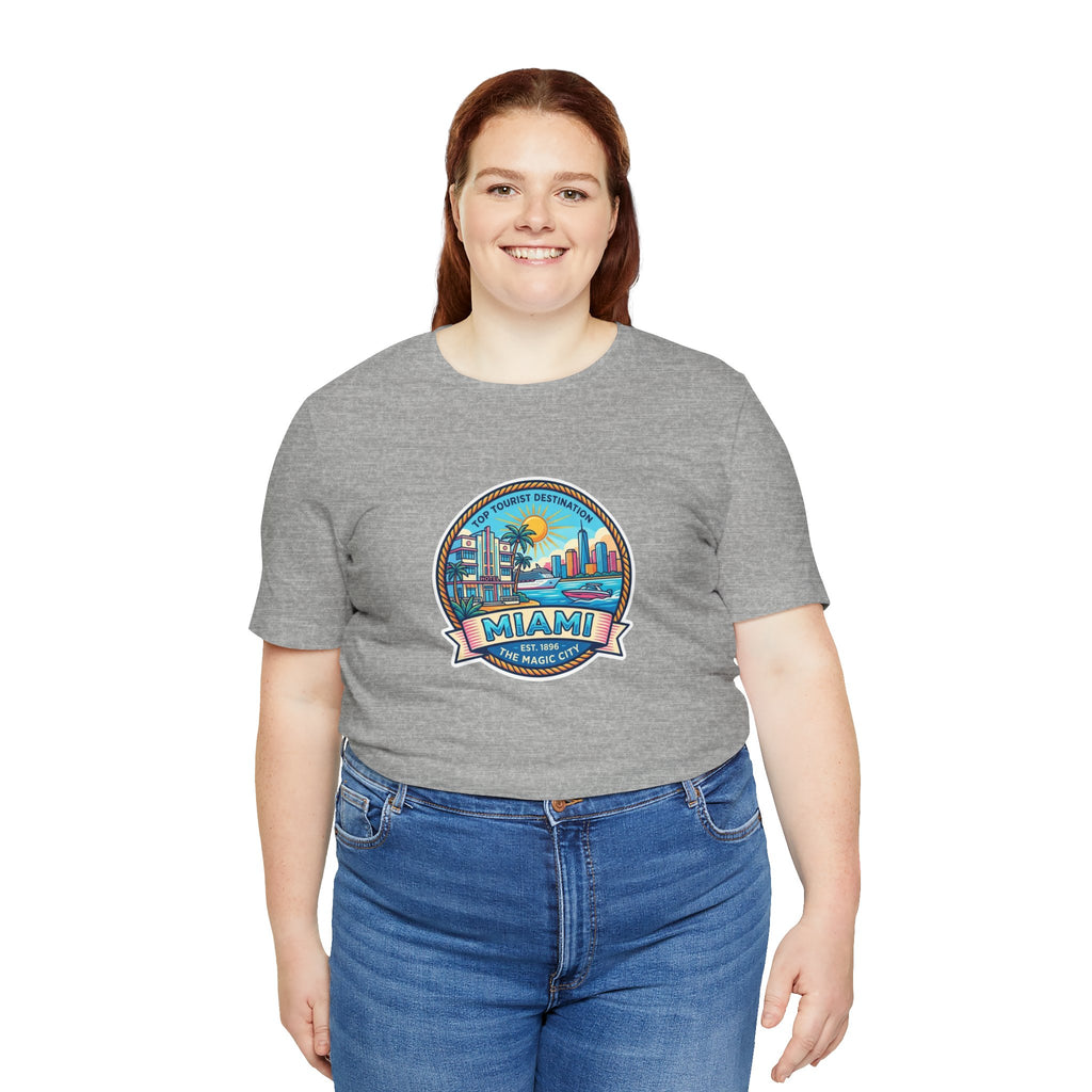Miami Beach Vintage Logo Tee — Miami Skyline Sunset T‑Shirt