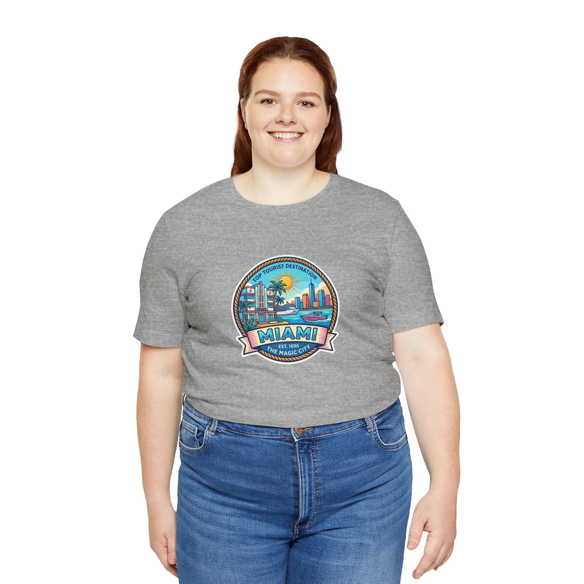 Miami Beach Vintage Logo Tee — Miami Skyline Sunset T‑Shirt