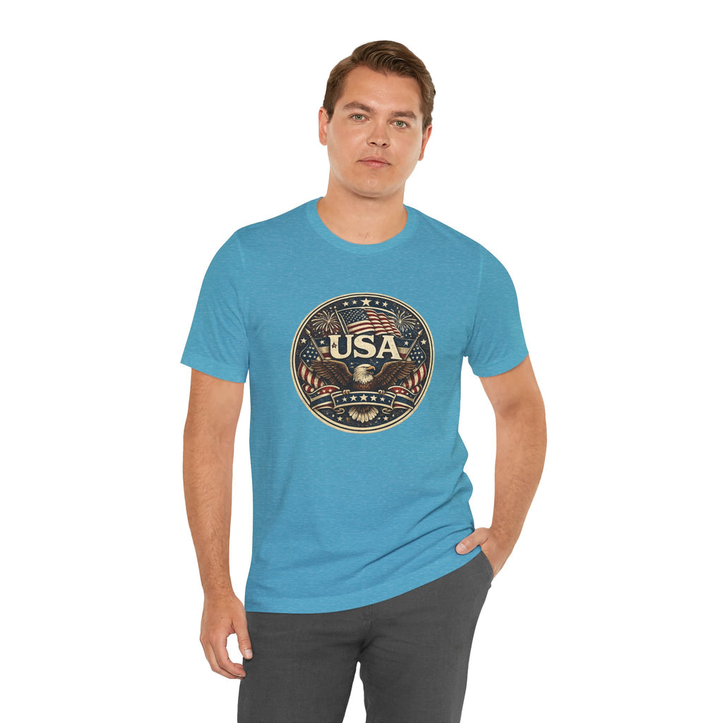 USA Eagle Vintage Patriotic T-Shirt — American Flag Graphic Tee
