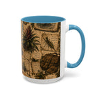 Vintage Natural History Coffee Mug — Botanical & Fossil Illustration Accent Mug