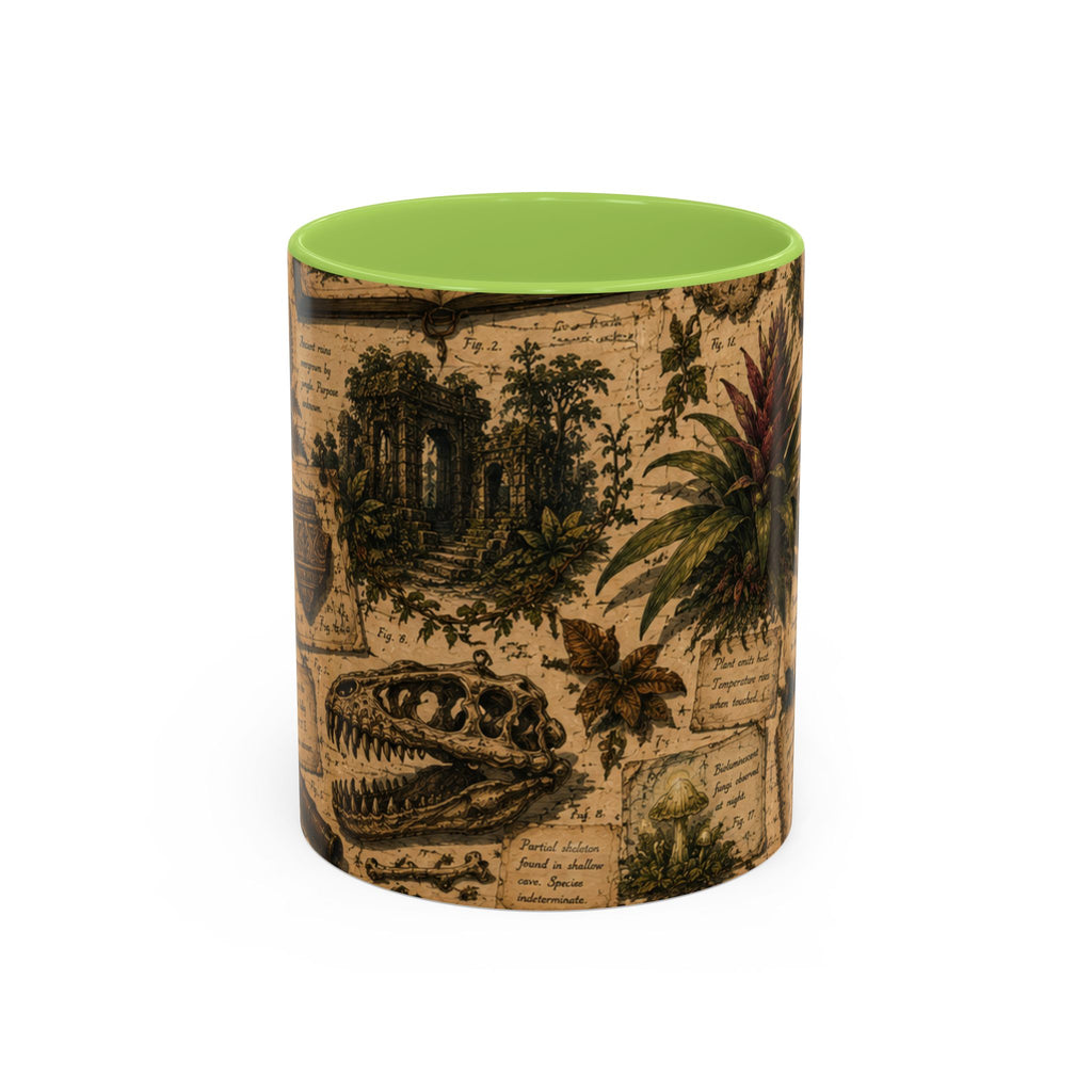 Vintage Natural History Coffee Mug — Botanical & Fossil Illustration Accent Mug
