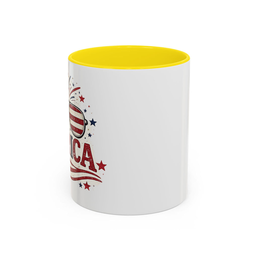 America Flag Accent Coffee Mug - Patriotic 11/15oz Tea Cup