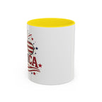 America Flag Accent Coffee Mug - Patriotic 11/15oz Tea Cup