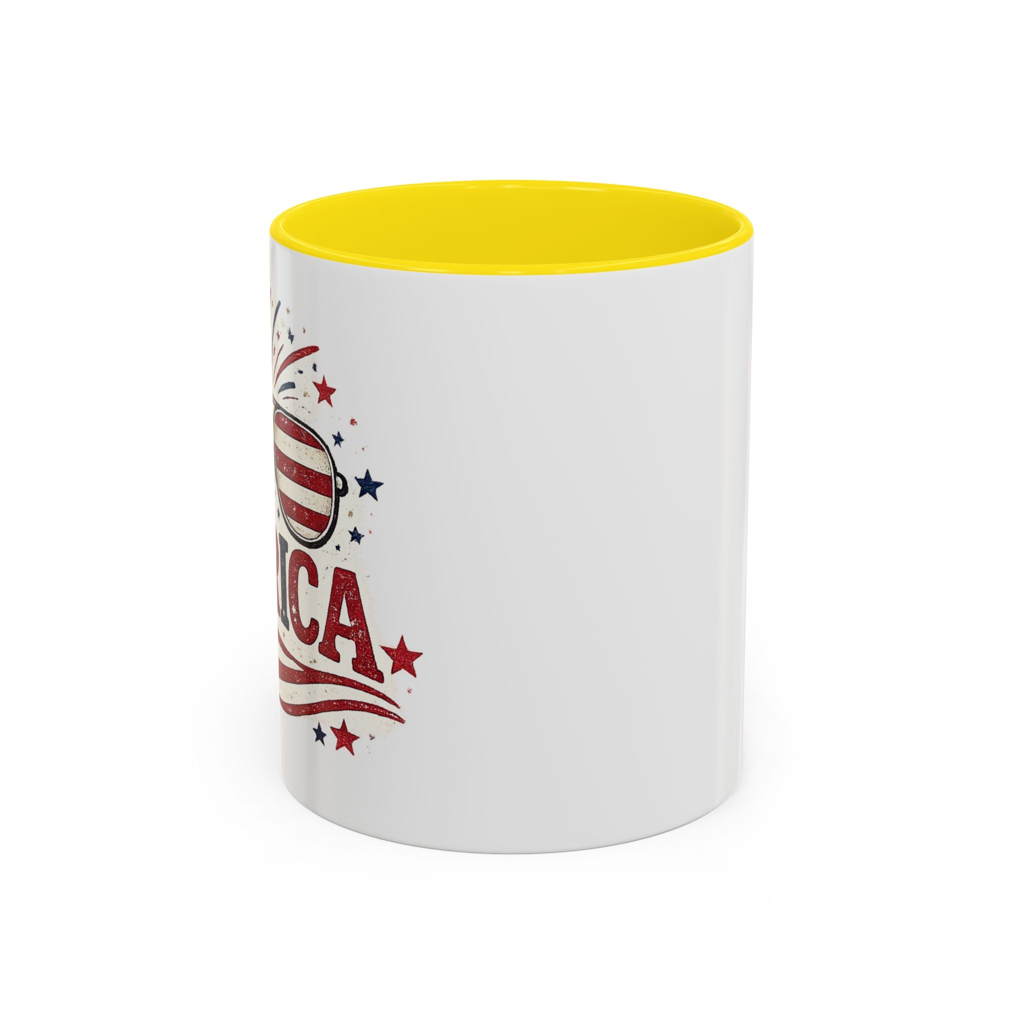 America Flag Accent Coffee Mug - Patriotic 11/15oz Tea Cup
