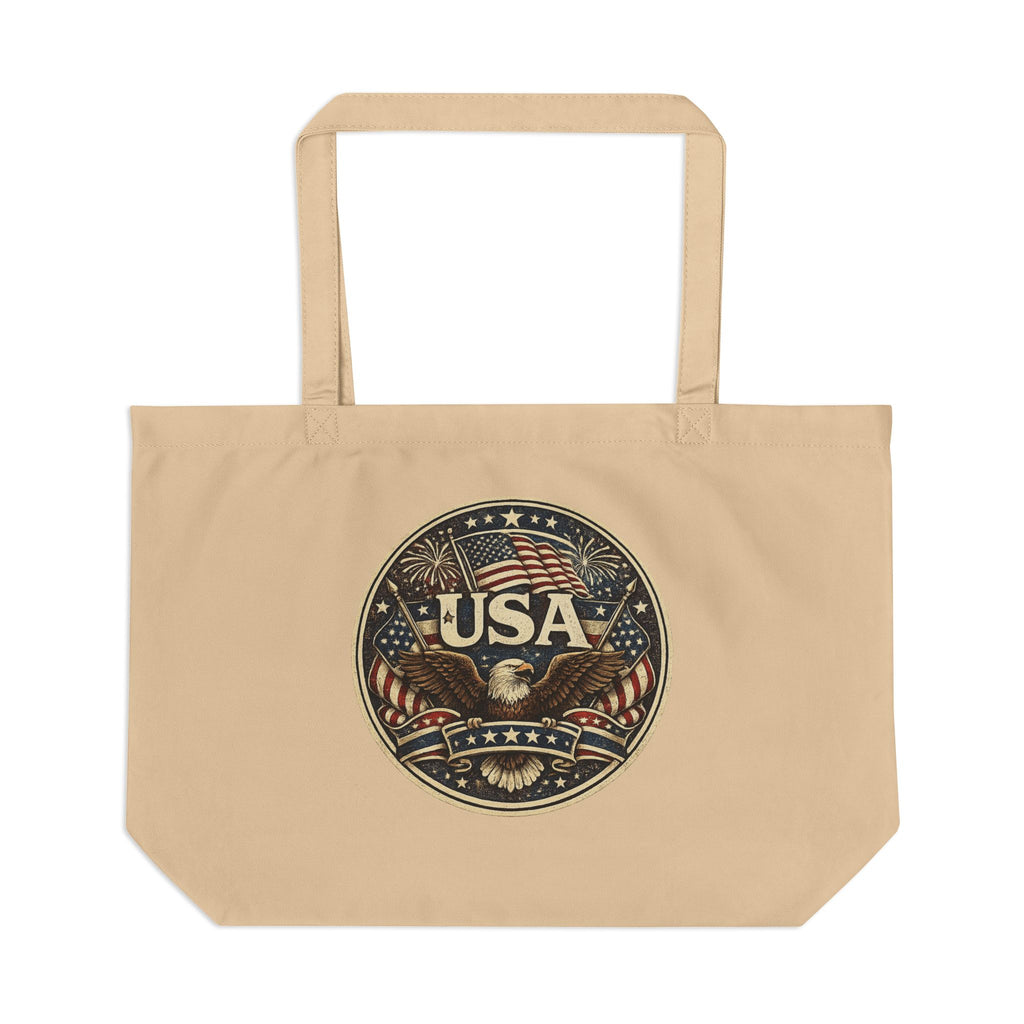 USA Eagle Canvas Tote Bag — Patriotic American Flag Market Tote
