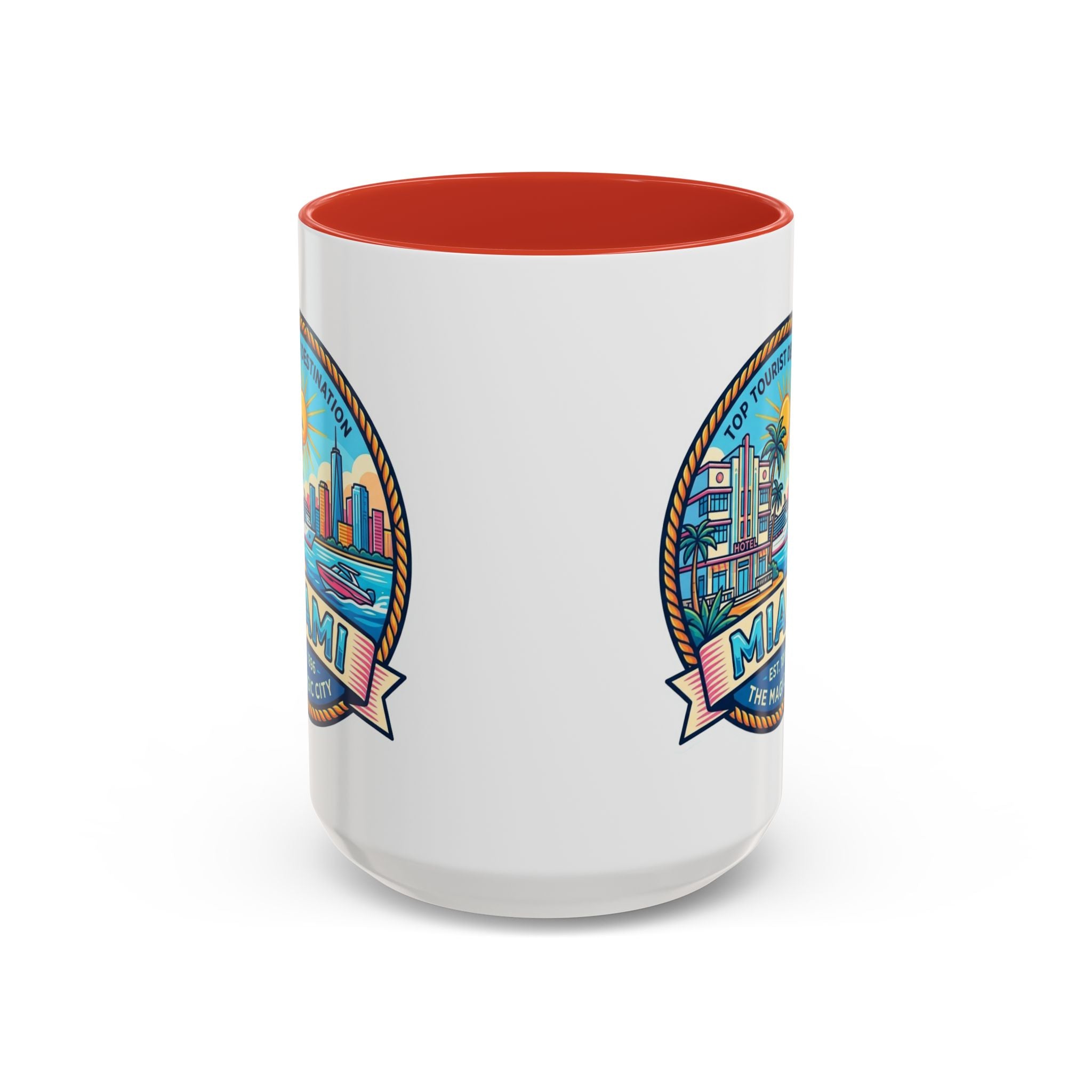 Miami Vintage Travel Accent Coffee Mug – 'Miami' Scenic Beach & Skyline Design (11/15oz)