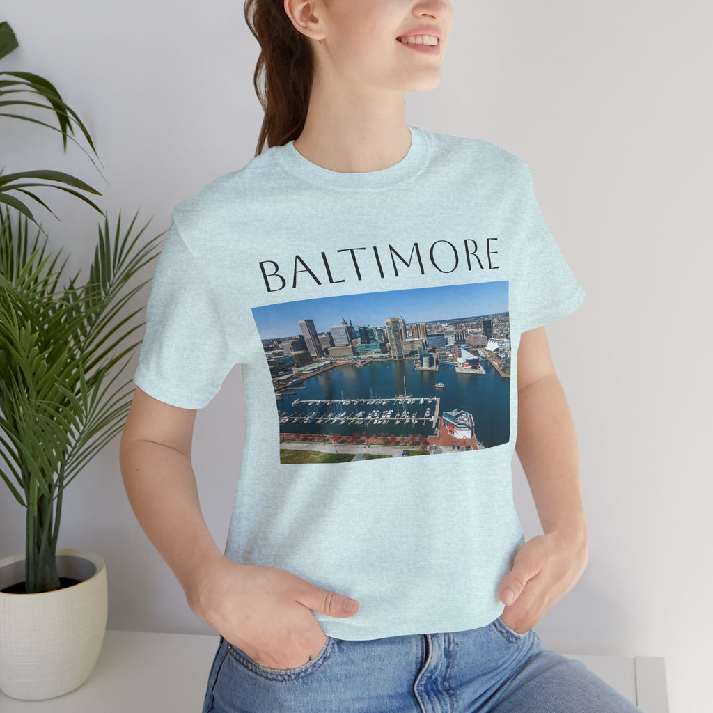 Baltimore Skyline Photo Tee — Inner Harbor Cityscape T-Shirt