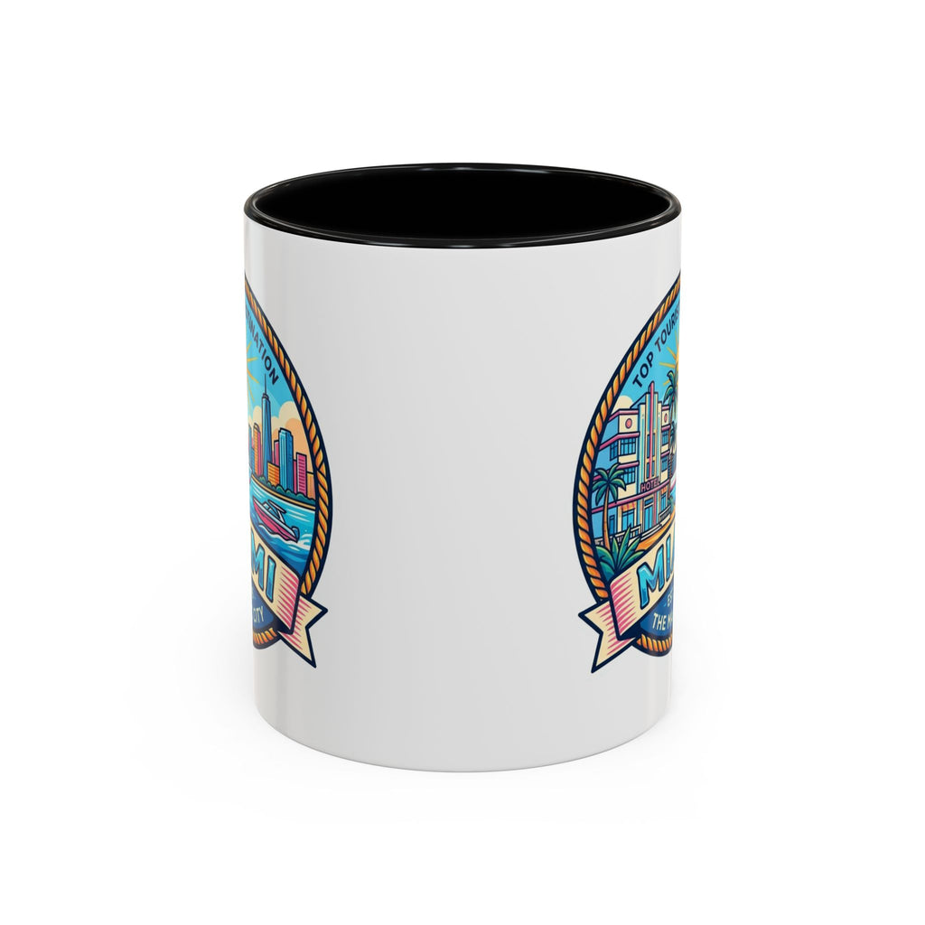 Miami Vintage Travel Accent Coffee Mug – 'Miami' Scenic Beach & Skyline Design (11/15oz)