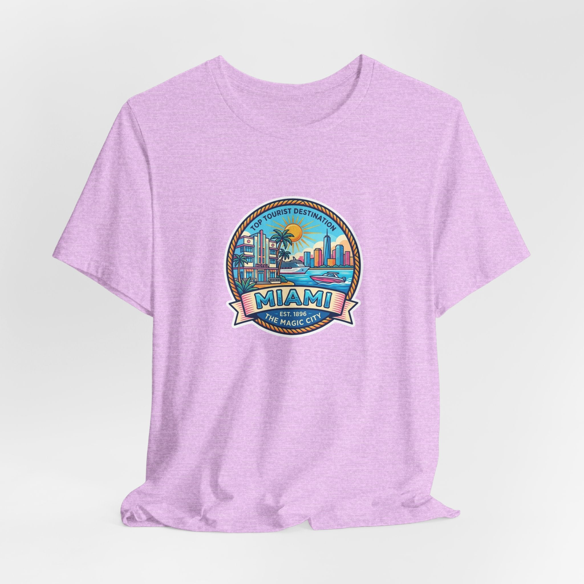 Miami Beach Vintage Logo Tee — Miami Skyline Sunset T‑Shirt