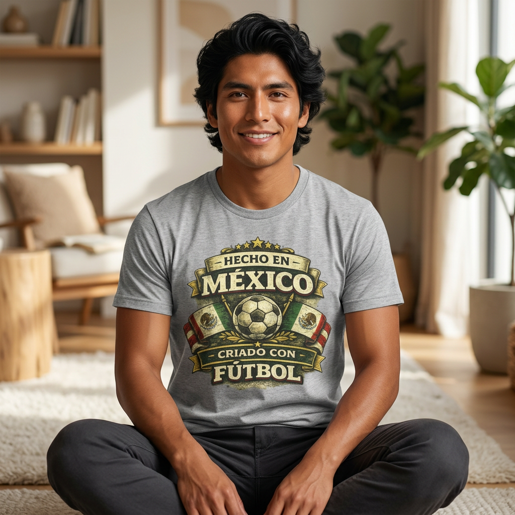 Mexico Soccer T‑Shirt — "Hecho en México, Criado con Fútbol" Vintage Football Tee