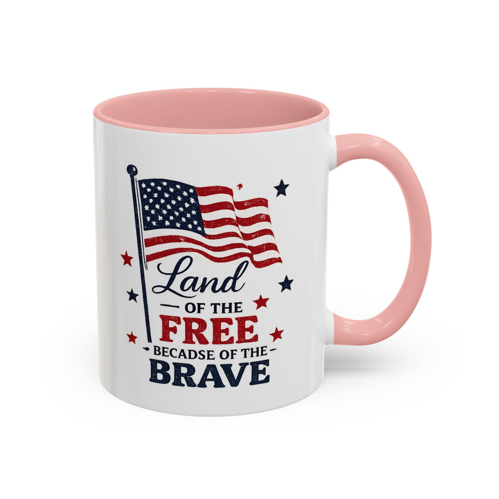 Patriotic Coffee Mug — "Land of the Free Because of the Brave" Accent Mug
