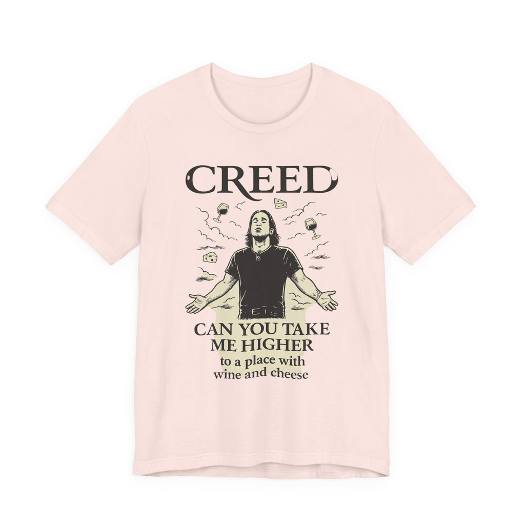 Creed-Inspired Unisex Jersey Tee - Wine & Cheese Lover's Shirt, Casual Daywear, Gift for Friends, Music Merch, Funny Tee