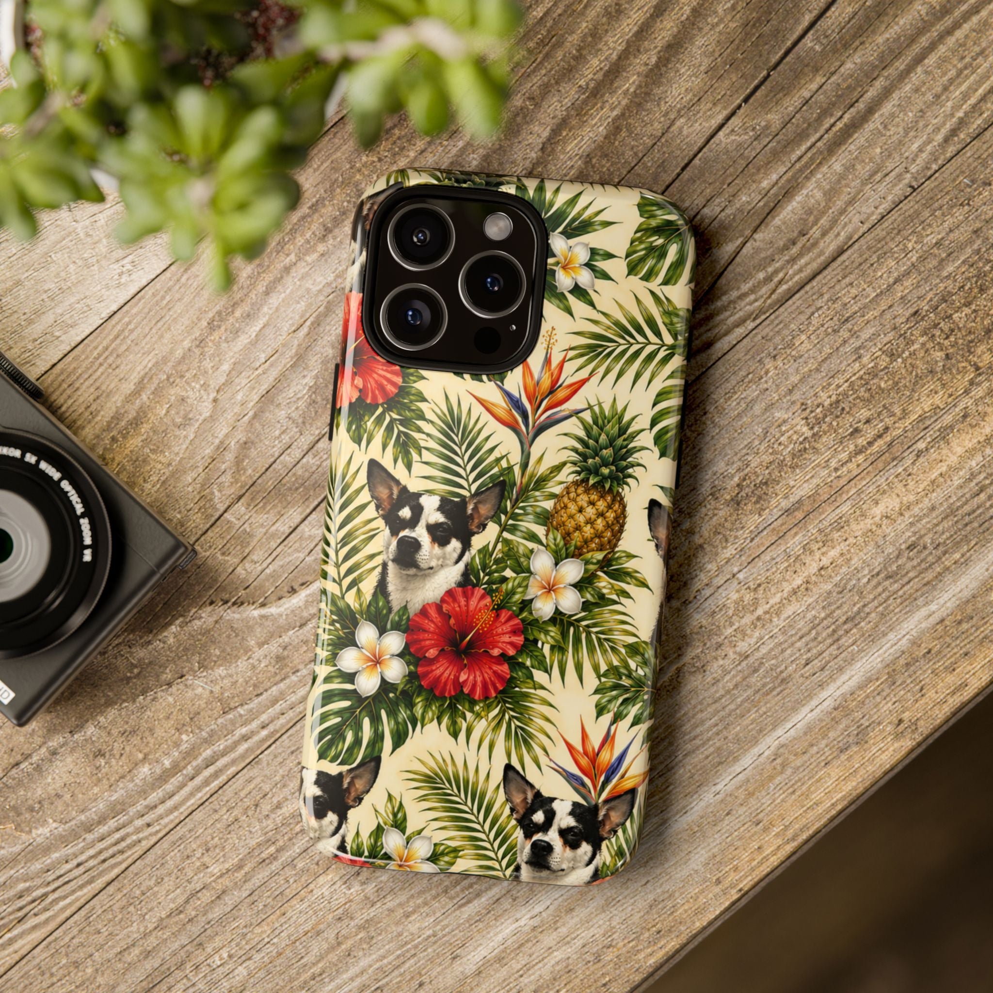 Tropical chihuahua Phone Case — Floral Pineapple Protective Tough Case