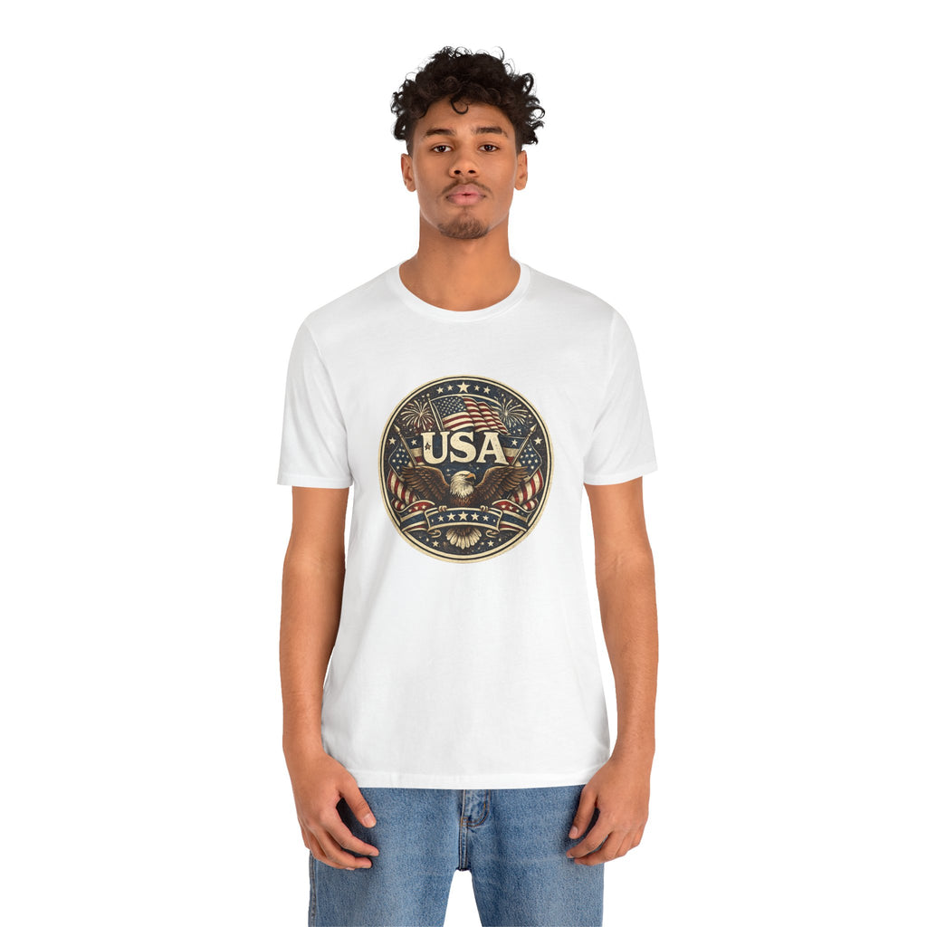 USA Eagle Vintage Patriotic T-Shirt — American Flag Graphic Tee