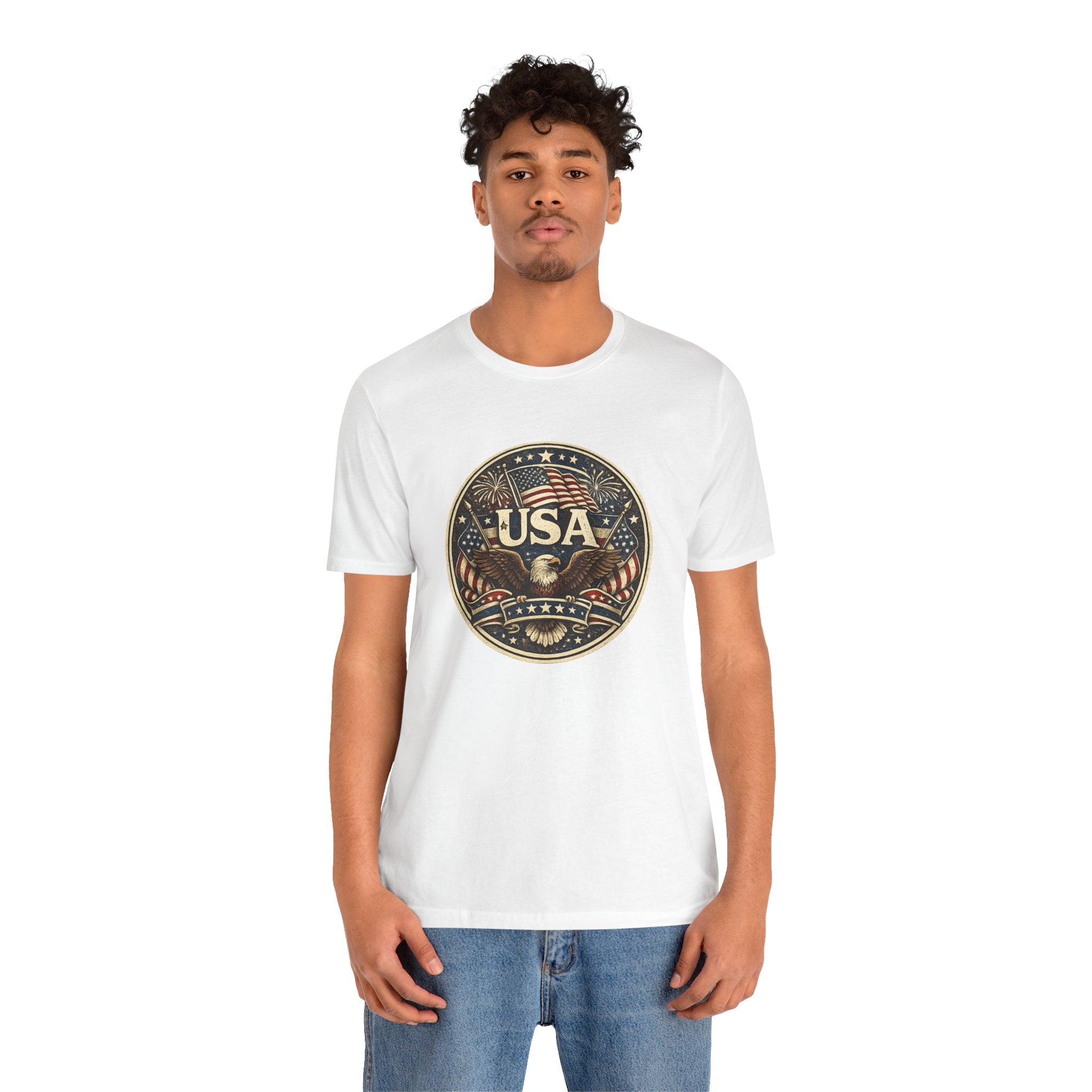 USA Eagle Vintage Patriotic T-Shirt — American Flag Graphic Tee