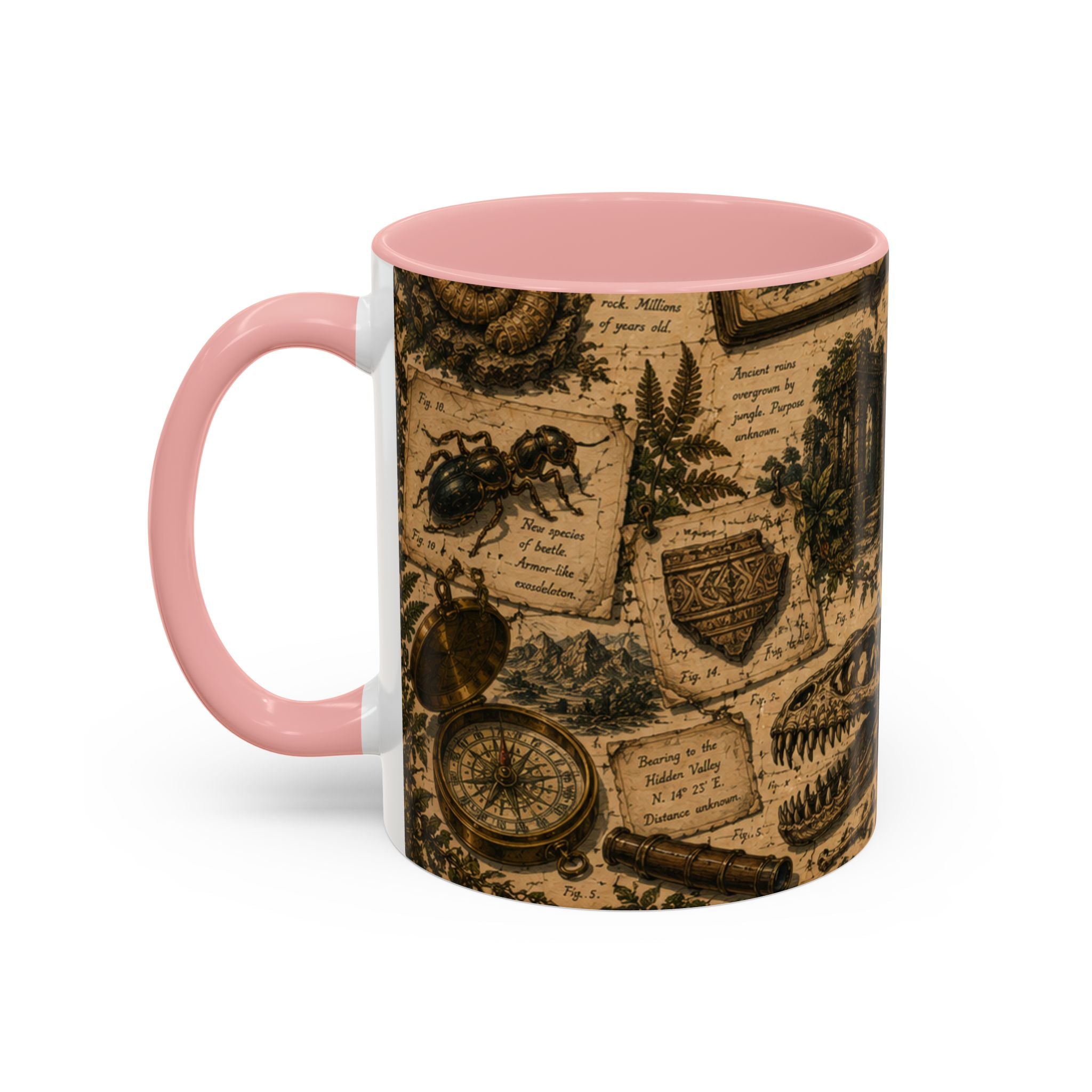 Vintage Natural History Coffee Mug — Botanical & Fossil Illustration Accent Mug