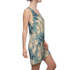 Floral Racerback Dress — Teal Vintage Botanical All-Over Print