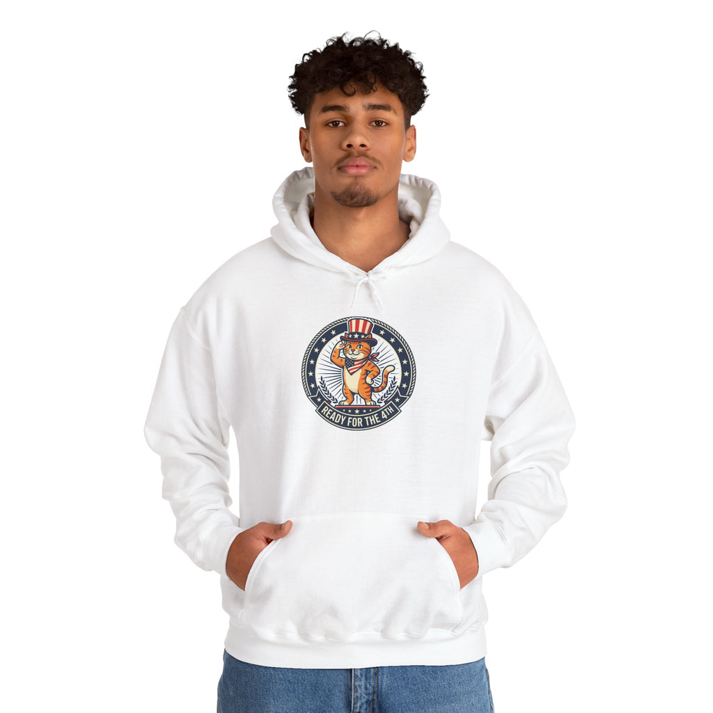 Patriotic Cat Hoodie — "Ready for the Stars" Graphic Pullover