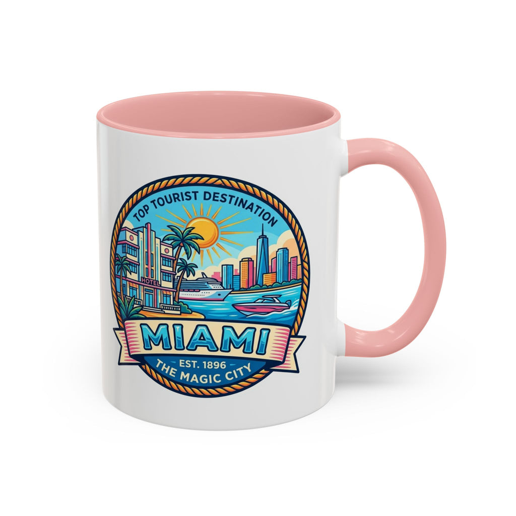 Miami Vintage Travel Accent Coffee Mug – 'Miami' Scenic Beach & Skyline Design (11/15oz)