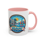 Miami Vintage Travel Accent Coffee Mug – 'Miami' Scenic Beach & Skyline Design (11/15oz)