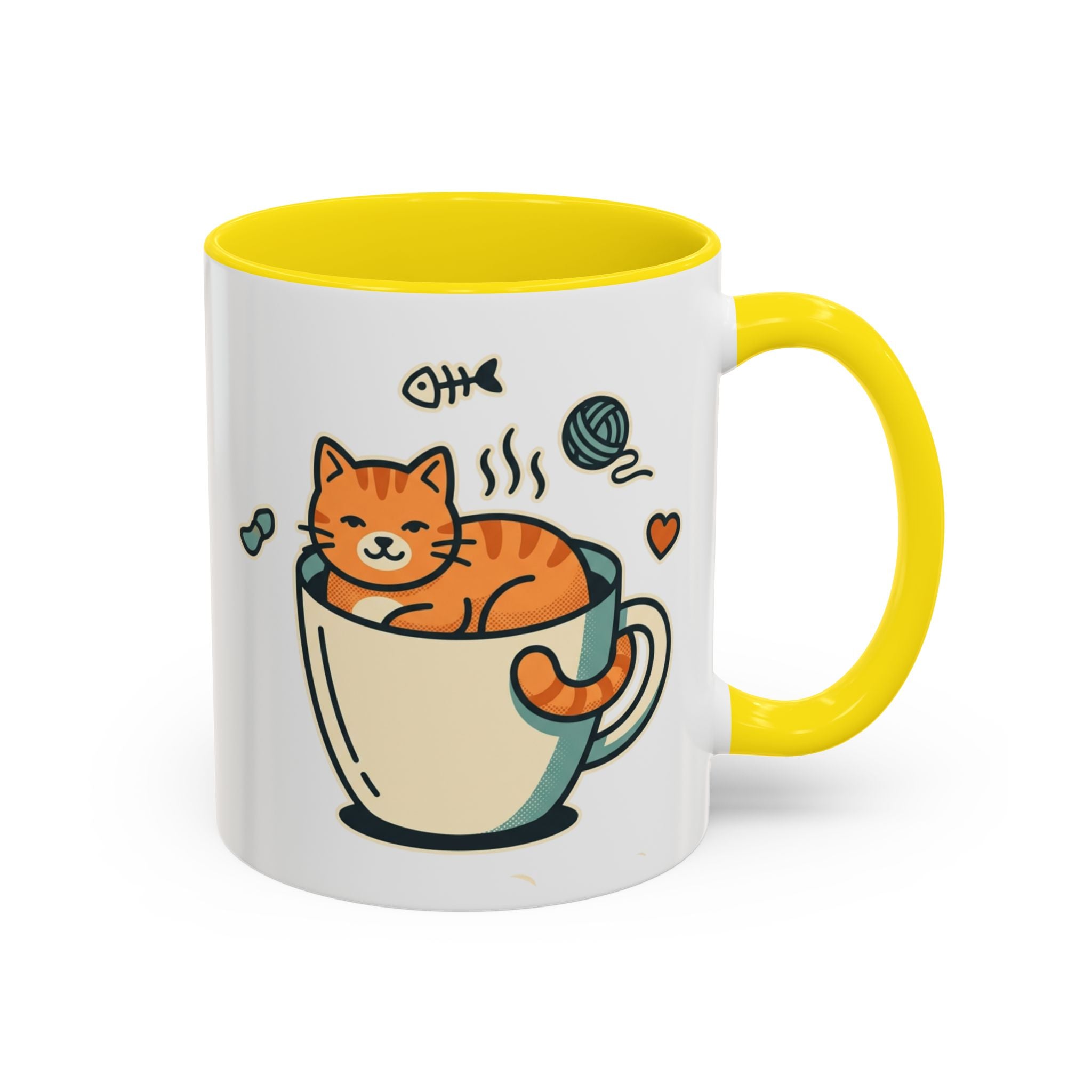 Cat in Cup Coffee Mug — Cute Cat Lover Accent Mug (11/15oz)