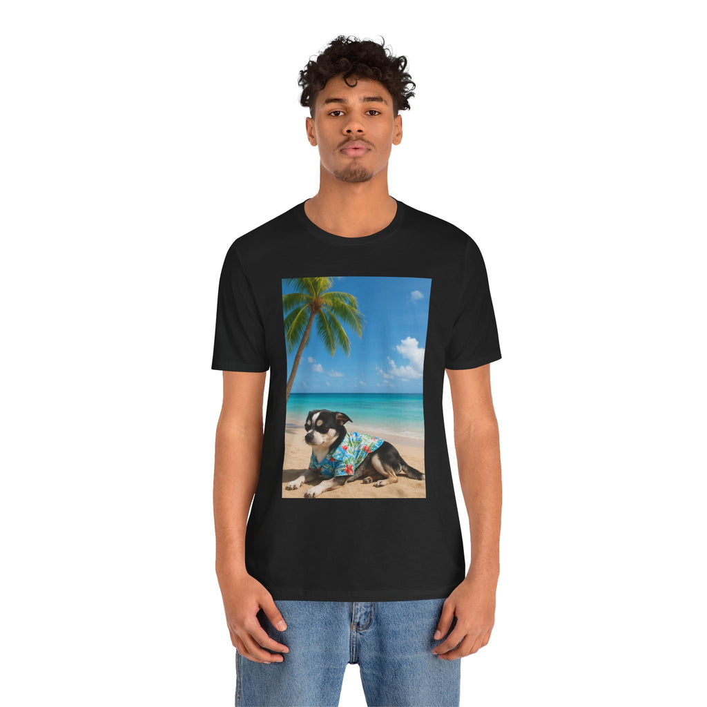 Beach Chihuahua Dog T-Shirt — Hawaiian Shirt Puppy on Tropical Shore