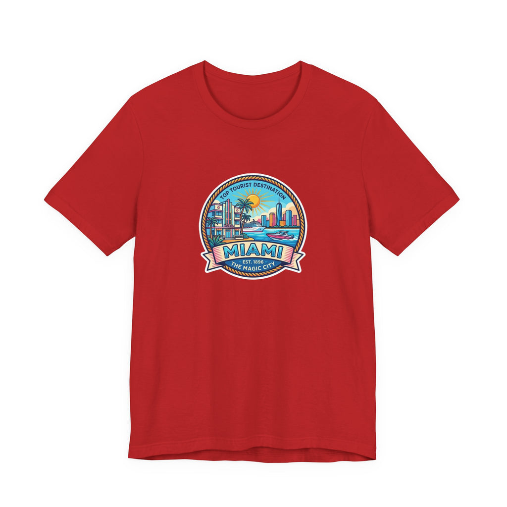 Miami Beach Vintage Logo Tee — Miami Skyline Sunset T‑Shirt