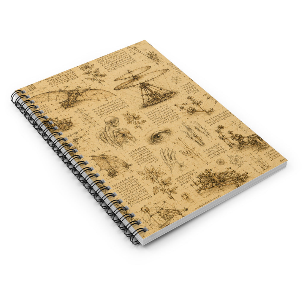 Vintage Leonardo Da Vinci Sketches Spiral Notebook – Ruled Journal