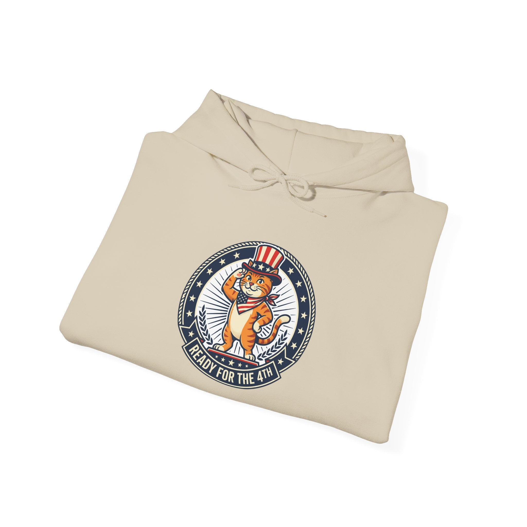 Patriotic Cat Hoodie — "Ready for the Stars" Graphic Pullover