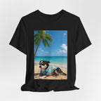 Beach Chihuahua Dog T-Shirt — Hawaiian Shirt Puppy on Tropical Shore