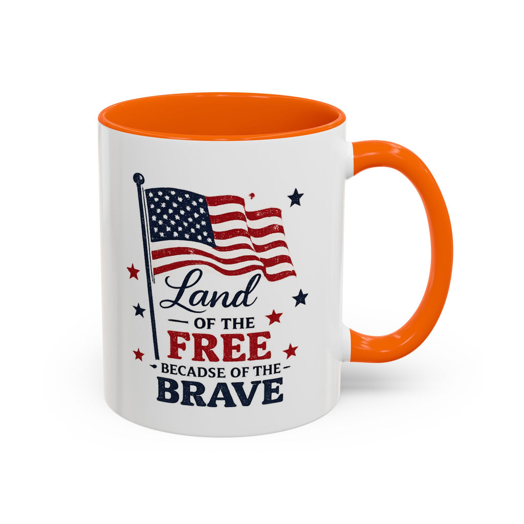 Patriotic Coffee Mug — "Land of the Free Because of the Brave" Accent Mug