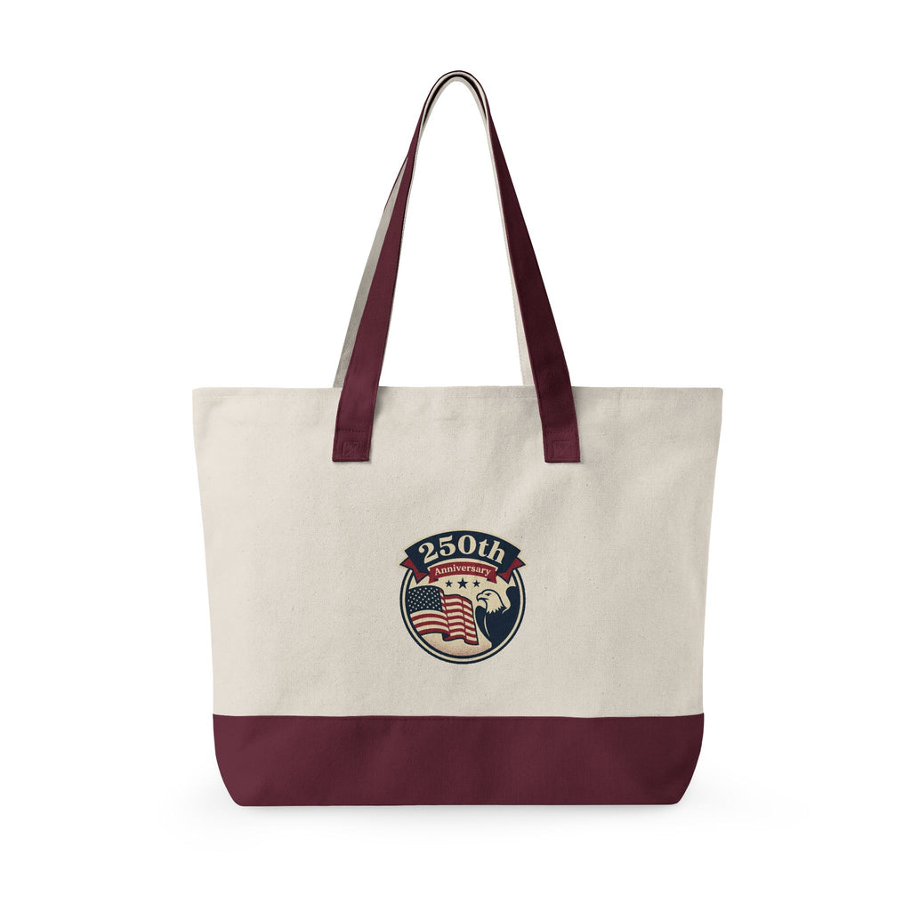 250th Anniversary American Flag Canvas Tote Bag — Zippered Patriotic Tote