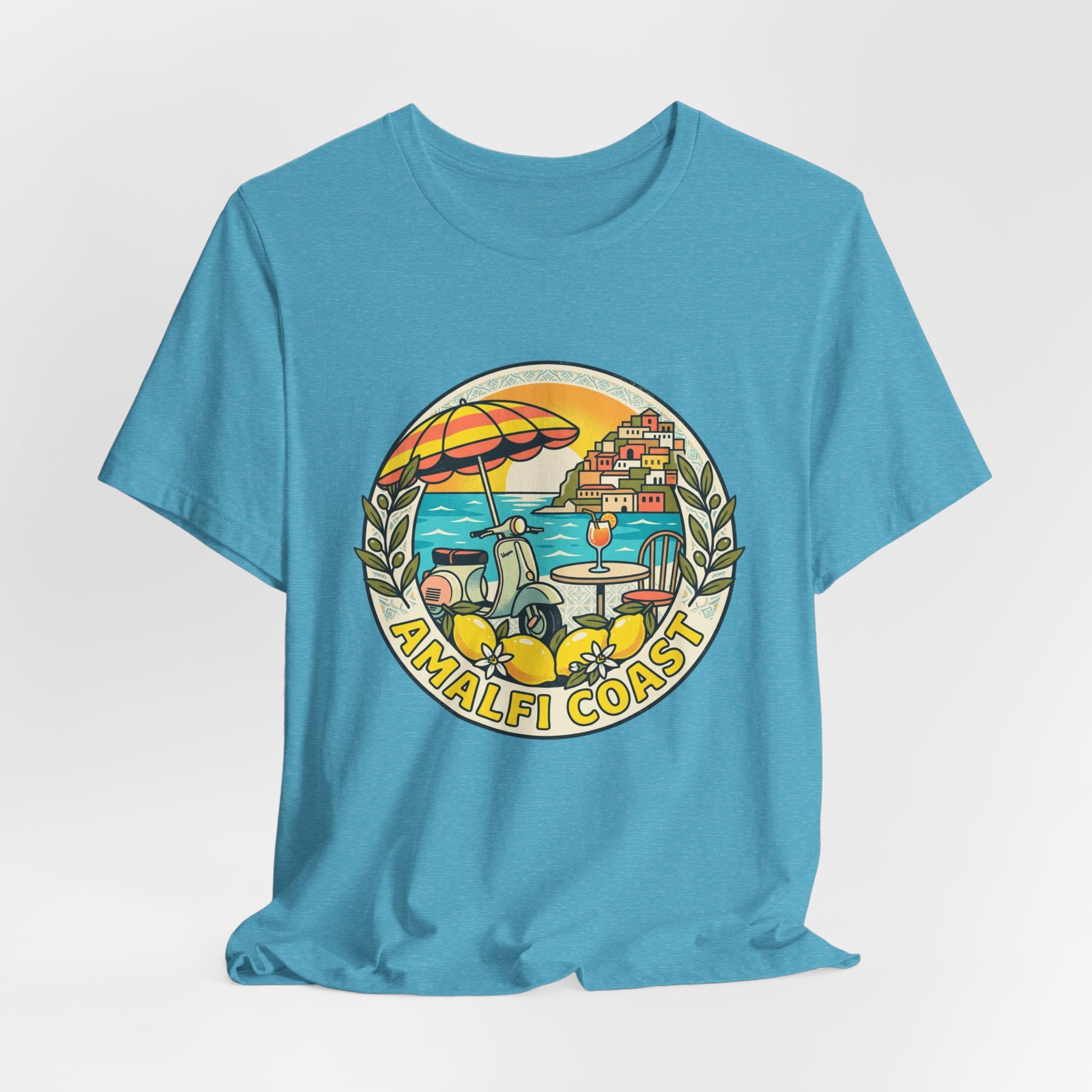 Amalfi Coast Vintage Travel Tee — Scenic Lemon & Vespa Graphic