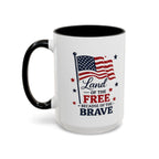 Patriotic Coffee Mug — "Land of the Free Because of the Brave" Accent Mug