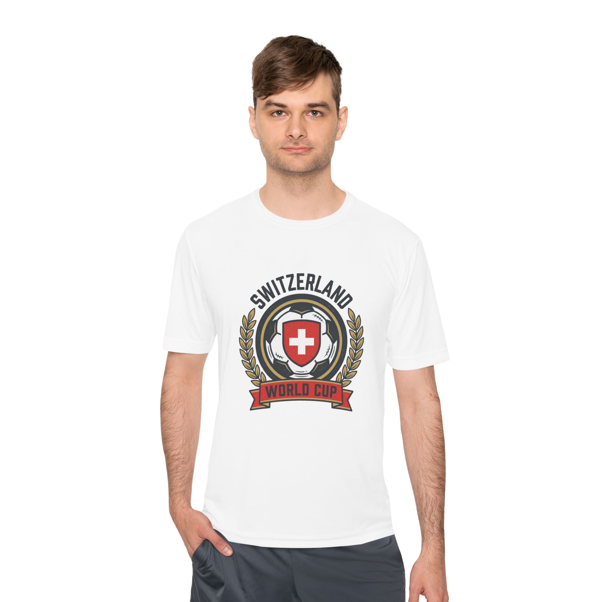 Switzerland World Cup Soccer Tee — Swiss Crest Football Fan Shirt