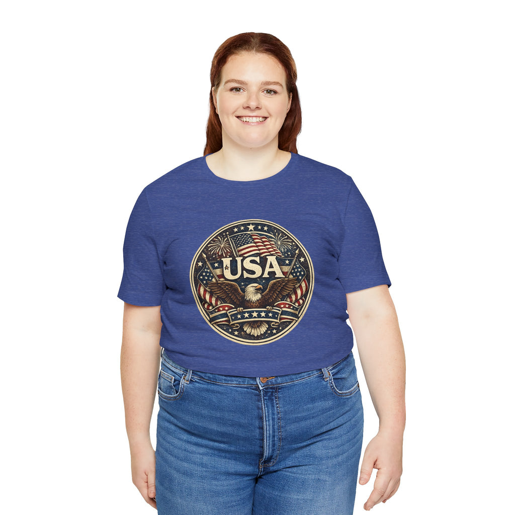 USA Eagle Vintage Patriotic T-Shirt — American Flag Graphic Tee