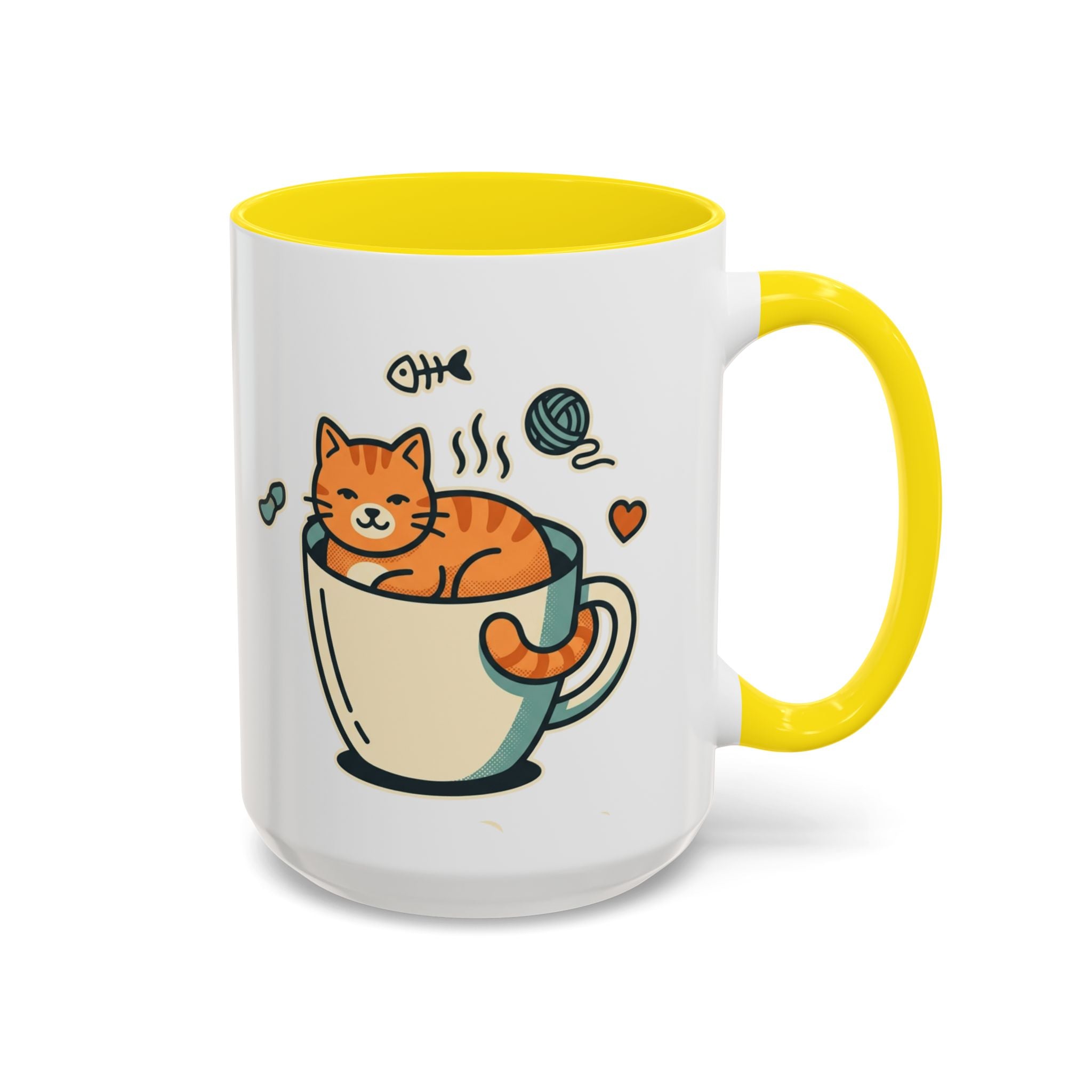 Cat in Cup Coffee Mug — Cute Cat Lover Accent Mug (11/15oz)