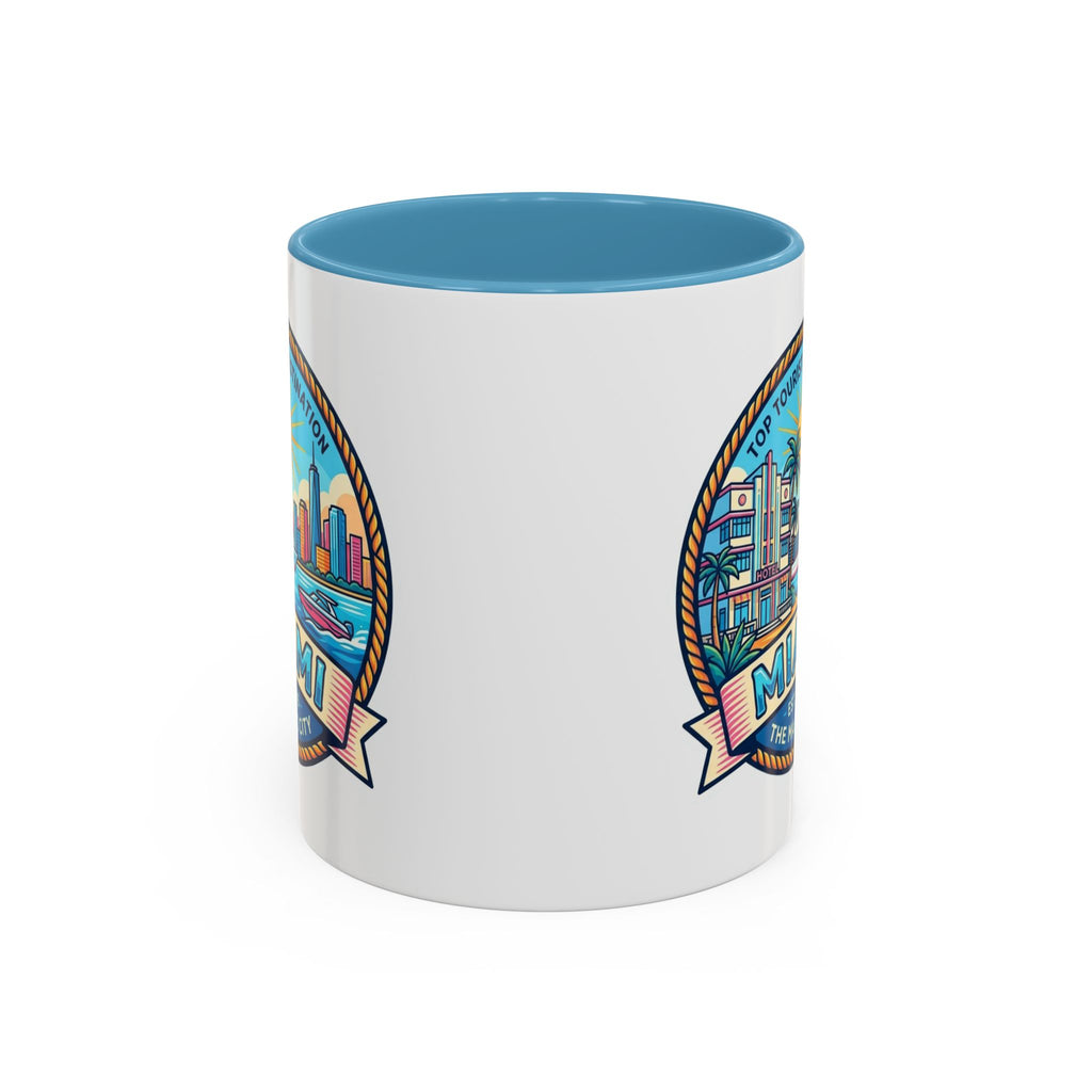 Miami Vintage Travel Accent Coffee Mug – 'Miami' Scenic Beach & Skyline Design (11/15oz)