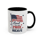 Patriotic Coffee Mug — "Land of the Free Because of the Brave" Accent Mug