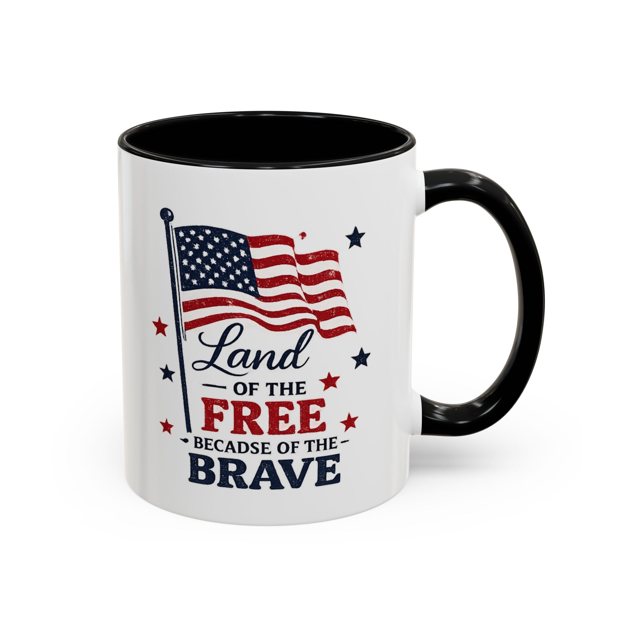Patriotic Coffee Mug — "Land of the Free Because of the Brave" Accent Mug