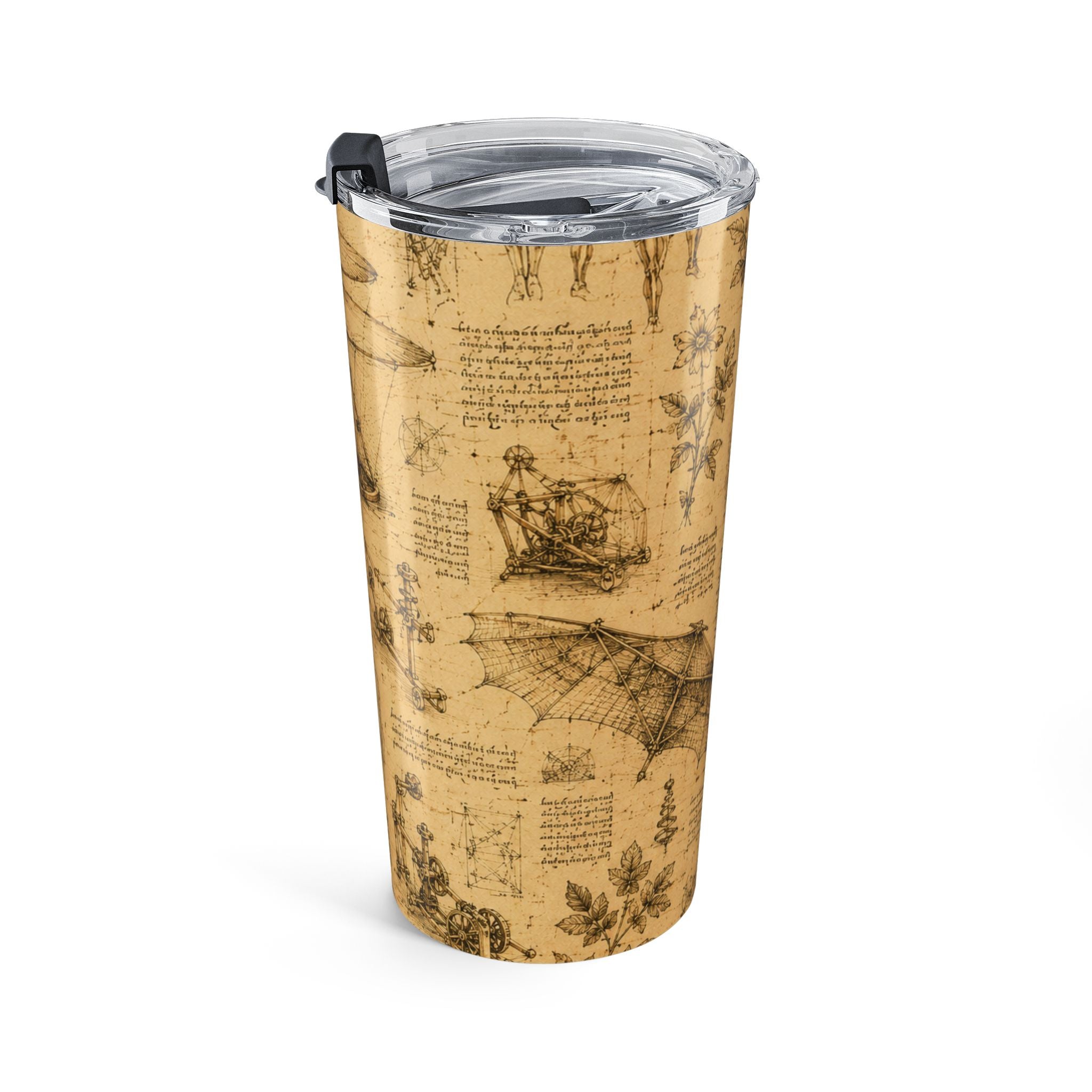 20oz Leonardo da Vinci Sketch Tumbler — Vintage Invention Travel Mug
