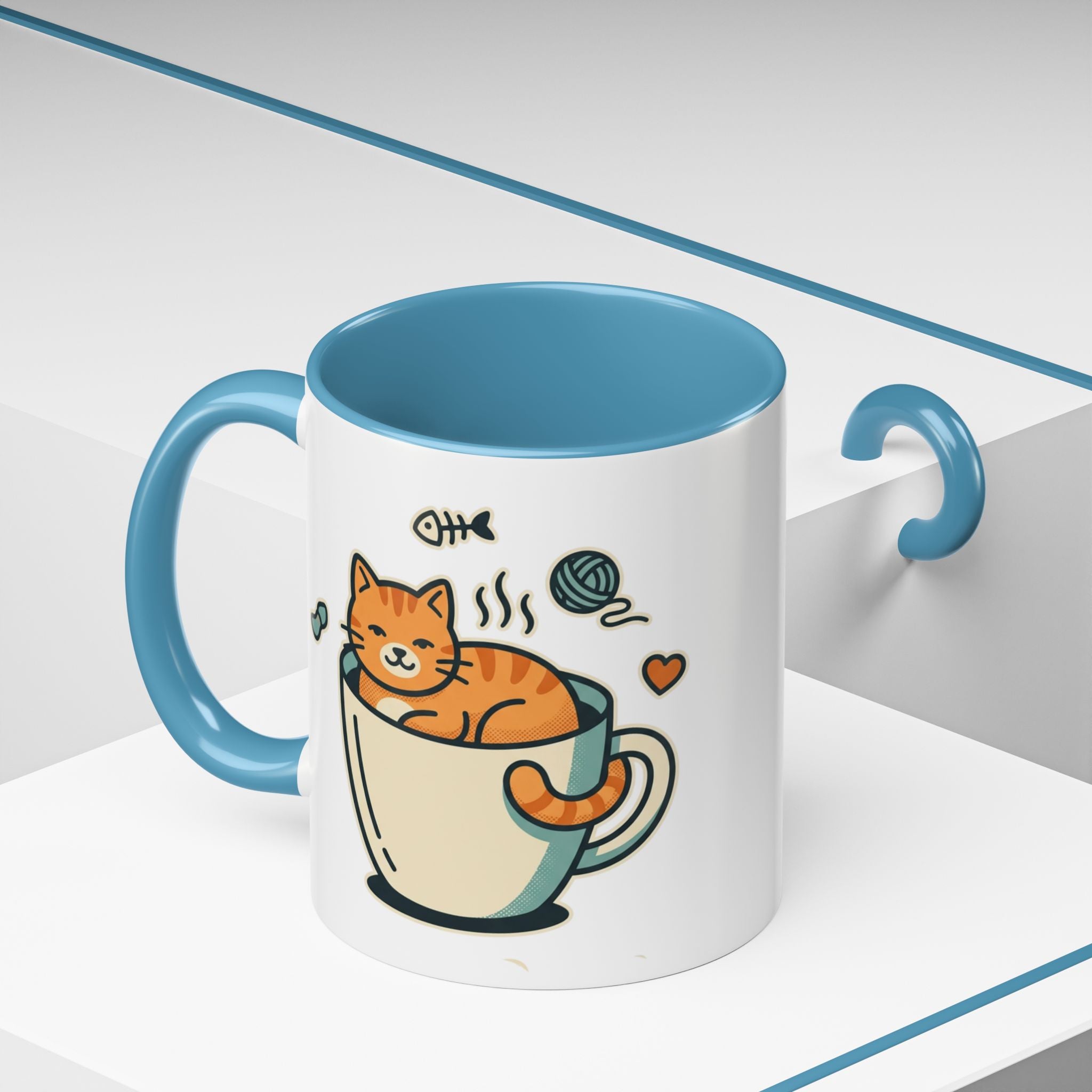 Cat in Cup Coffee Mug — Cute Cat Lover Accent Mug (11/15oz)