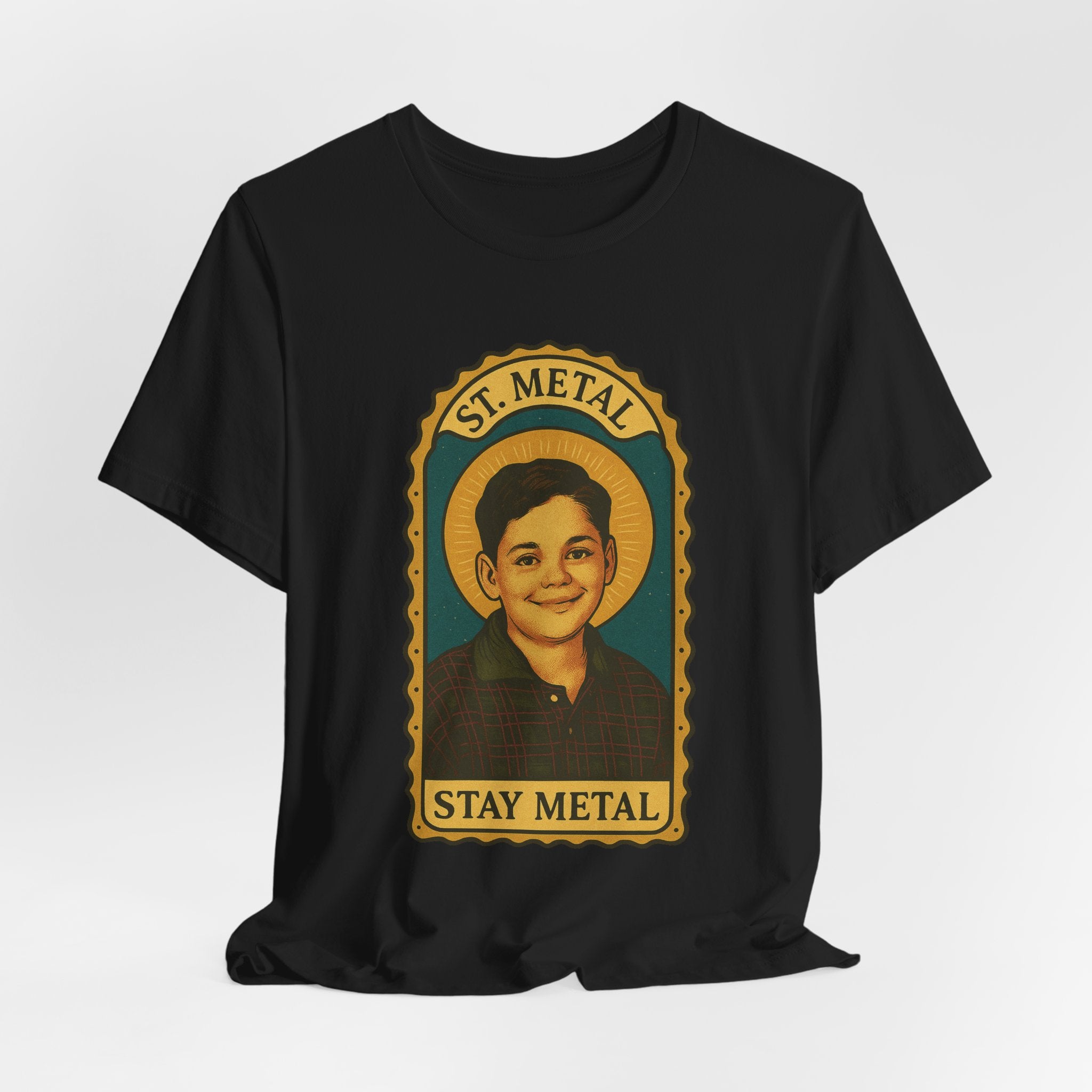 Copy of Stay Metal T-Shirt — Retro Saint Portrait Heavy Metal Tee