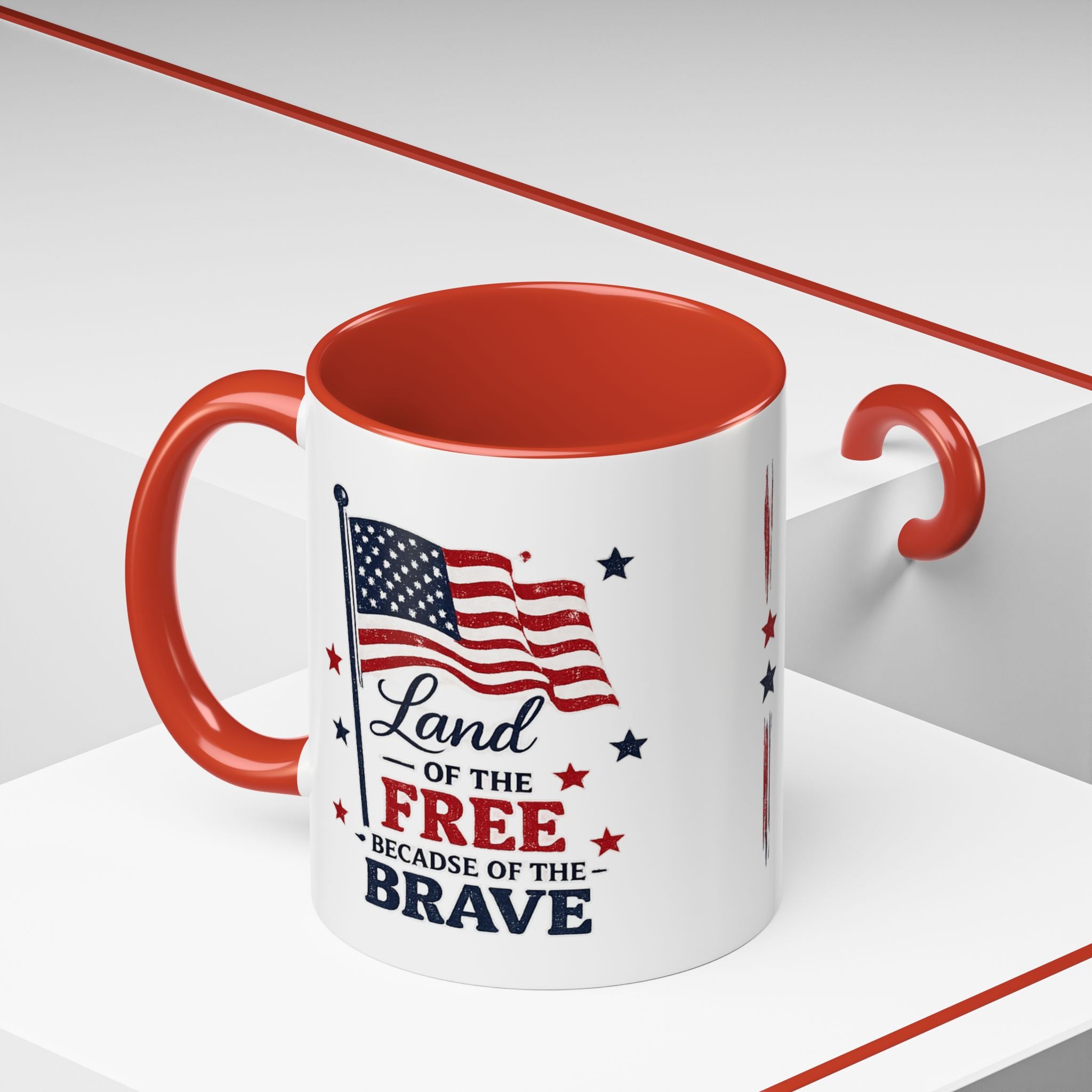 Patriotic Coffee Mug — "Land of the Free Because of the Brave" Accent Mug