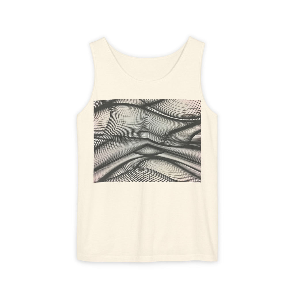 Abstract Wave Mesh Tank Top — Geometric Optical Illusion Graphic Tank