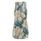 Floral Racerback Dress — Teal Vintage Botanical All-Over Print
