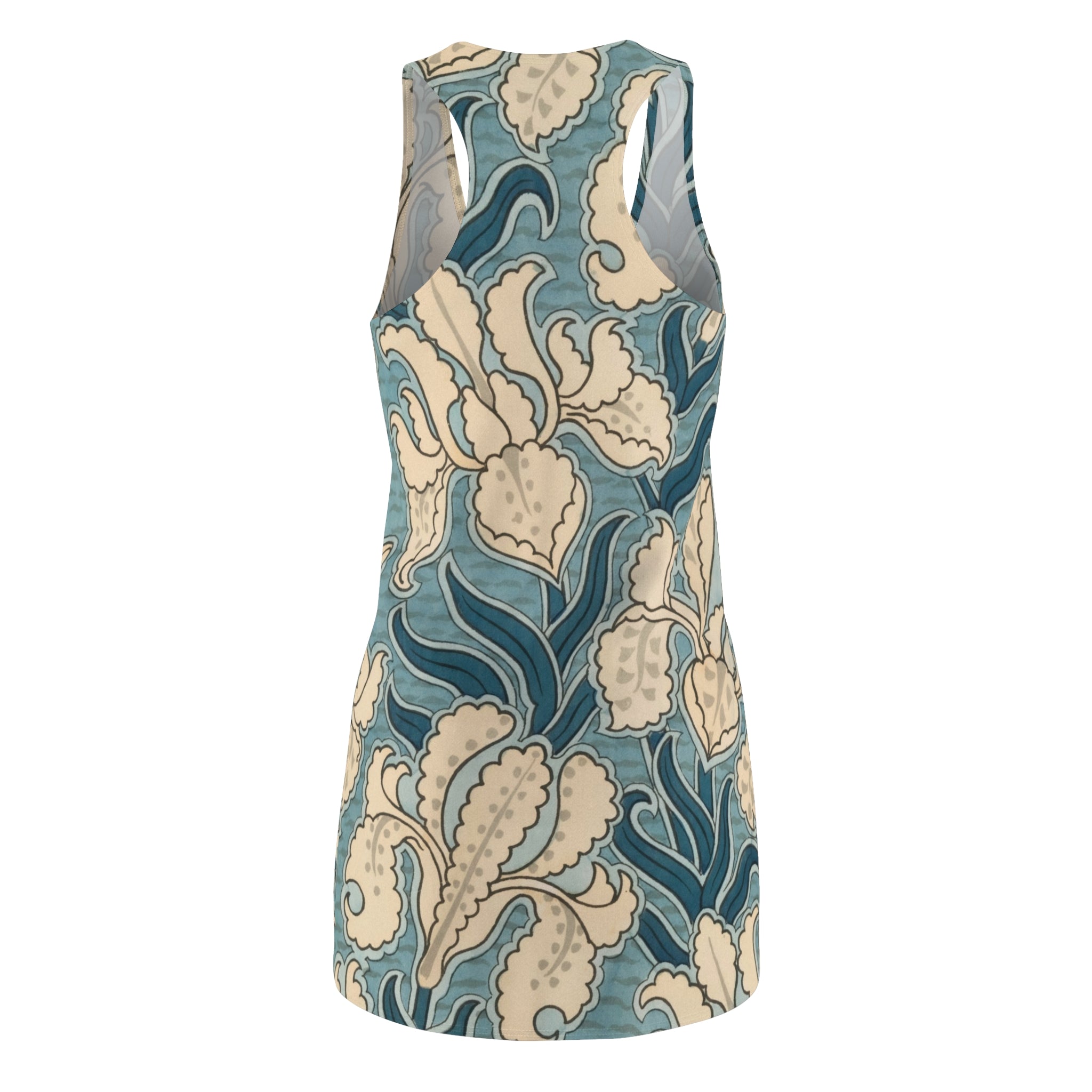 Floral Racerback Dress — Teal Vintage Botanical All-Over Print