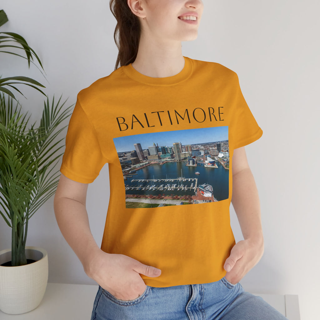 Baltimore Skyline Photo Tee — Inner Harbor Cityscape T-Shirt