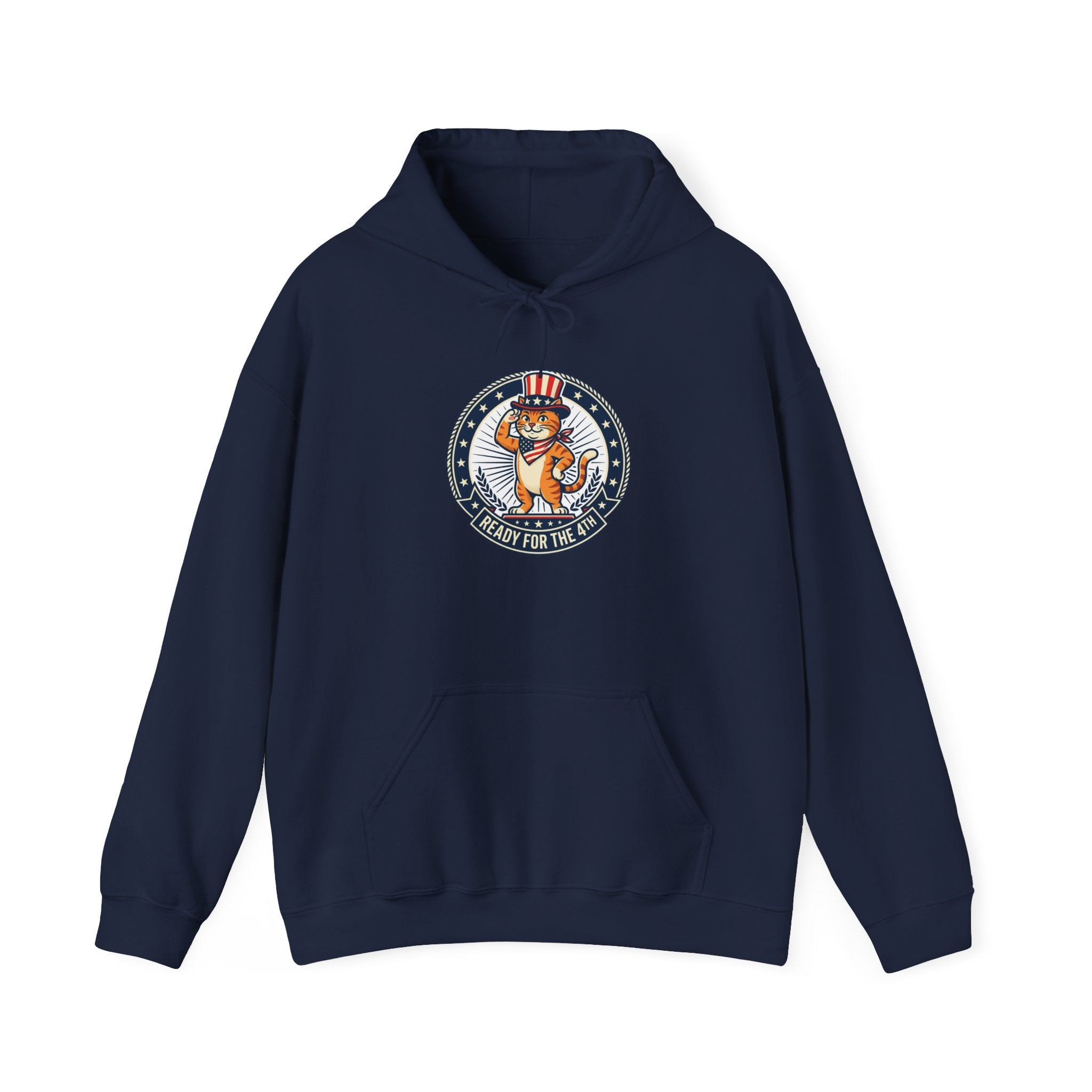 Patriotic Cat Hoodie — "Ready for the Stars" Graphic Pullover